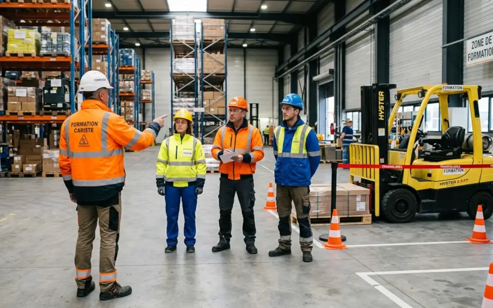 Employés en formation SST en entreprise